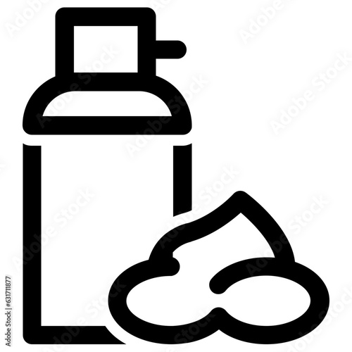 Barber and Shaving Foam Monochrome Icon with Line Style Isolated on White Background
