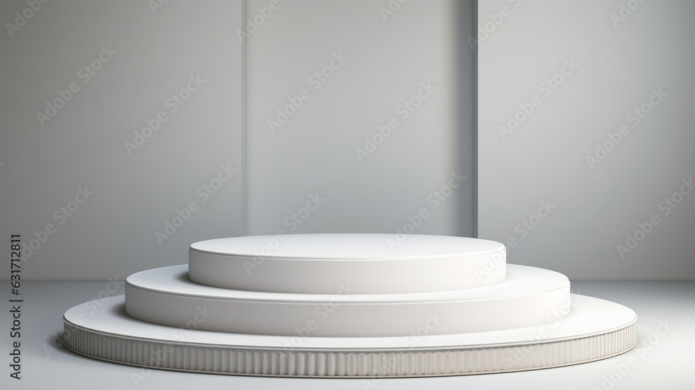 3d blank white podium for your product. Generative AI 3d blank white podium for your product. Generative AI