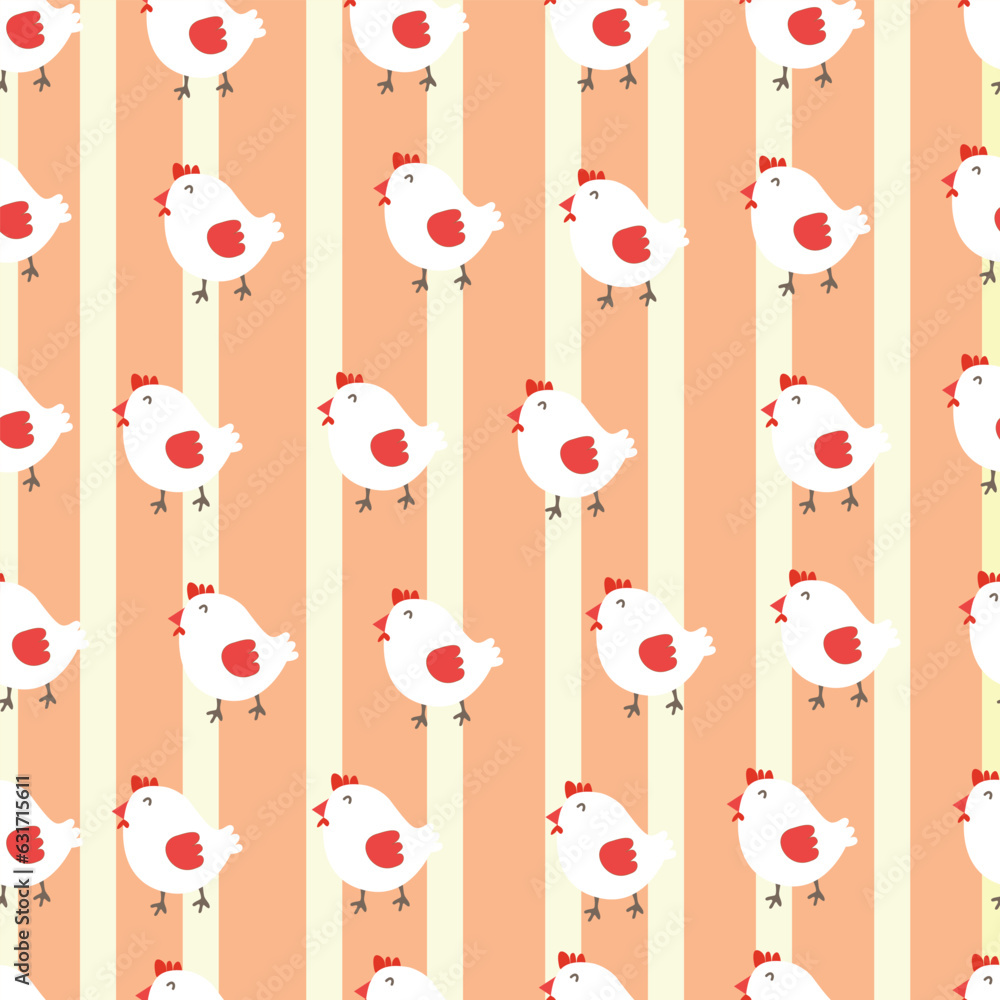 Cute kawaii little chicken cartoon doodle seamless pattern. can use for nursery or print on product or wrapping paper. Cheerful chickens. Cute kawaii little chicken cartoon doodle seamless pattern. can use for nursery or print on product or wrapping paper. Cheerful chickens.