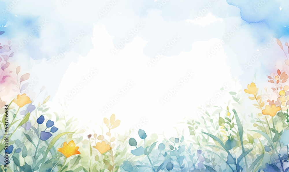 watercolor floral background, frame, pattern, texture. template for design. pastel colors