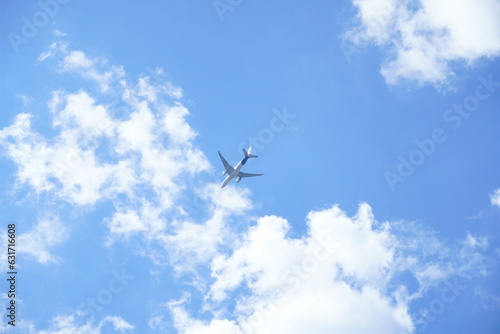 AIRPLANE FLYING IN THE CLEAR BLUE SKY