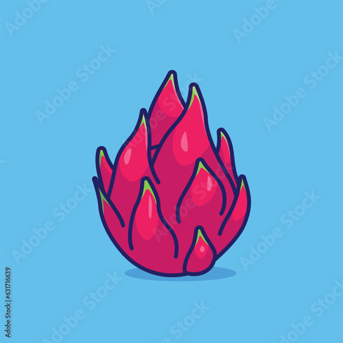 Dragon fruit simple cartoon vector illustration fruit nature concept icon isolated
