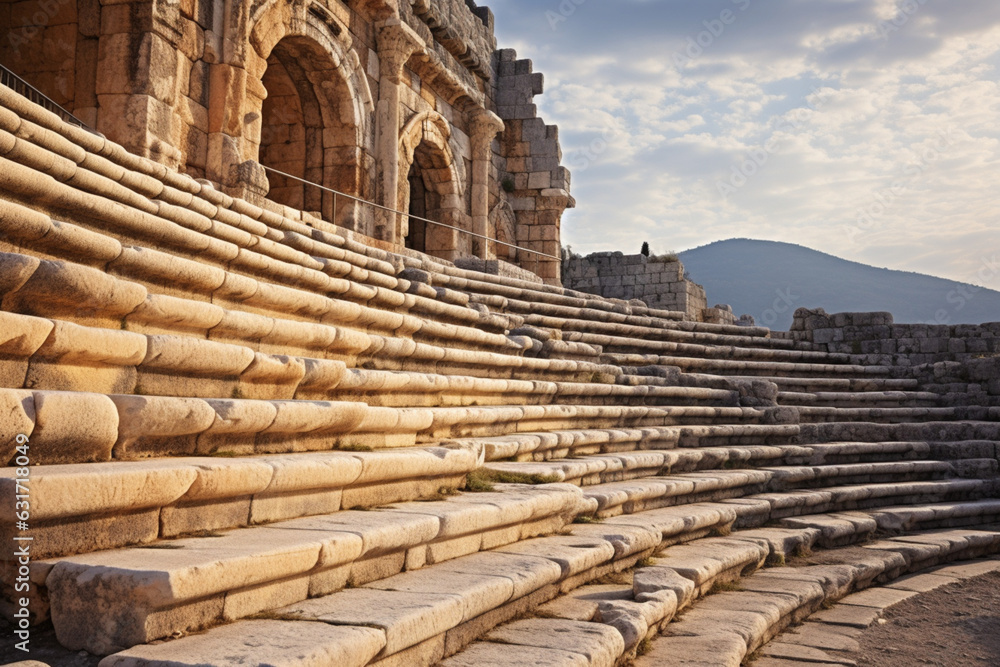 Theatre stairs of the ancient city of Hierapolis, aesthetic look