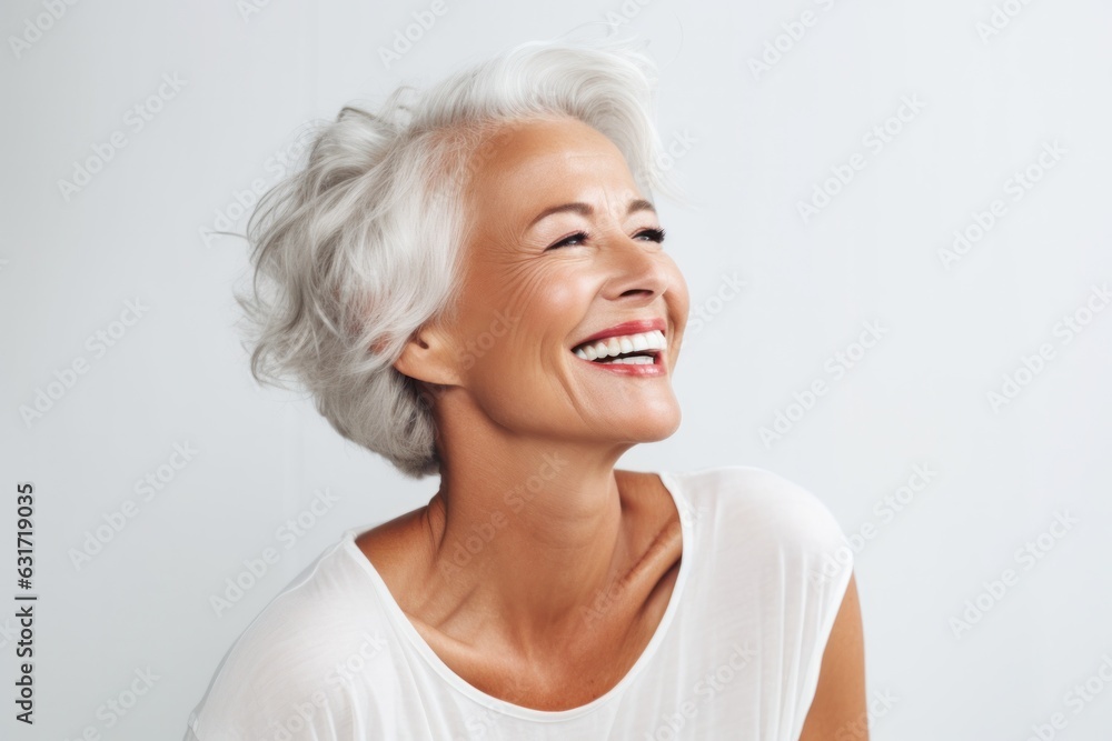 Beautiful elderly woman with gray hair smiling Beautiful elderly woman with gray hair smiling