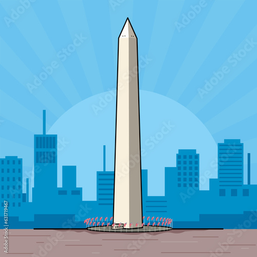 Washington monument vector illustration in Washington, DC, USA. Washington monument illustration design isolated vector icon.