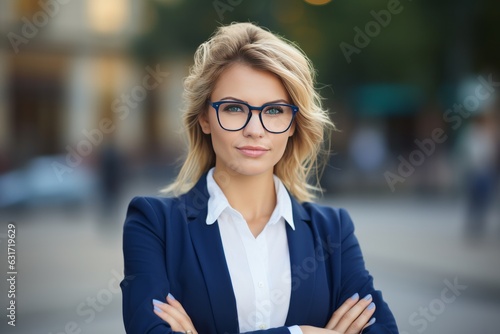 Business woman happy to be outside, in the style of street style realism