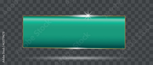 3D Elegant Green and Gold Isolated Banner Designs Realistic Signboard or Bar with Modern Shiny Gold Frame Modern Realistic Website Button Templates for Adding Text or Titles Isolated on Transparancy