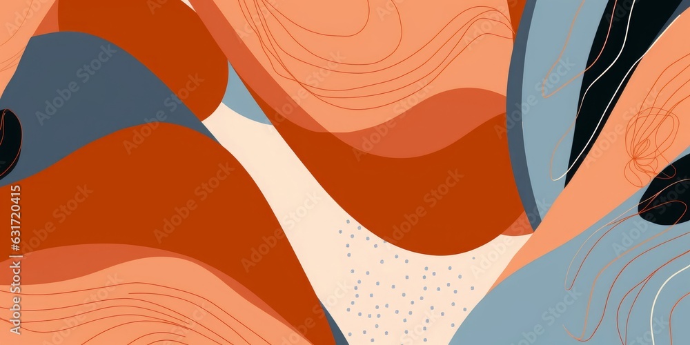 Hand drawn dynamic abstract shapes pattern. Fashionable template for design, Generative AI Hand drawn dynamic abstract shapes pattern. Fashionable template for design, Generative AI