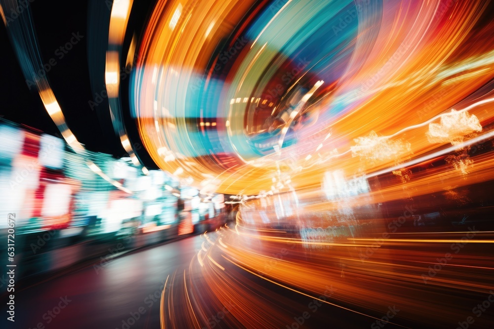 Φωτογραφία abstract of speed motion on the road in the city at night, Abstract Blur Image O