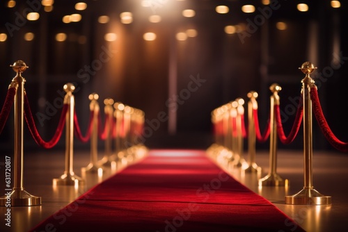 Stampa su tela Red carpet with lights in the spotlight