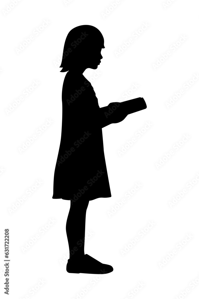 Silhouette of girl reading book while standing Silhouette of girl reading book while standing