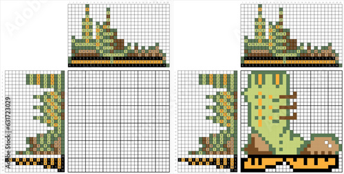 Army Boot Icon Nonogram Pixel Art M_2307002