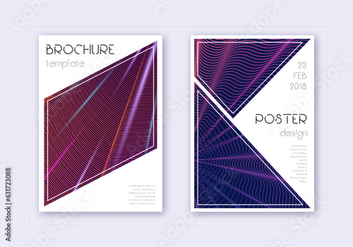 Triangle cover design template set. Violet abstrac