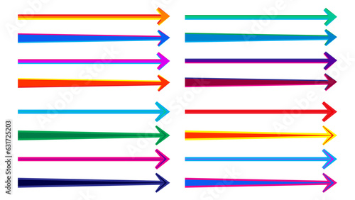 Risograph long straight arrow line element. Horizontal bold lines simple series. Retro flat graphic direction set. Risoprint basic pointing collection. Overlay color thick vector moving path.