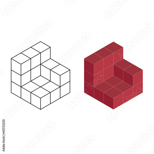 Isometric Drawing is a technique  similar to perspective drawing  used to represent three-dimensional forms. The Isometric Cube is depicted with filled color and outlined vector icons.