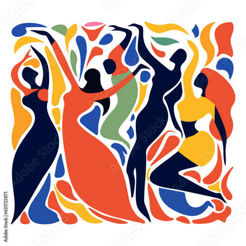 Dancing people silhouettes. Abstract illustration background