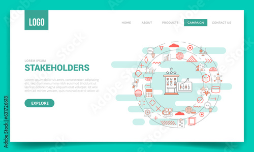 stakeholders concept with circle icon for website template or landing page homepage