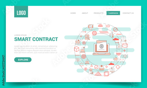 smart contract concept with circle icon for website template or landing page homepage