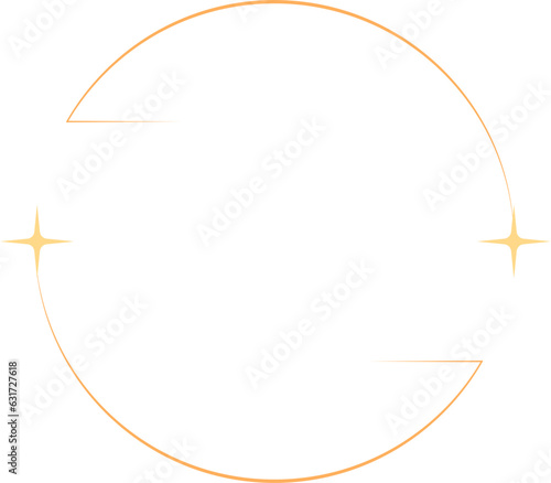 Aesthetic Circle Frame Border Thin Line with Star Accent Design Element