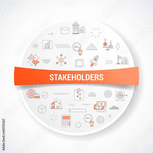stakeholders concept with icon concept with round or circle shape for badge
