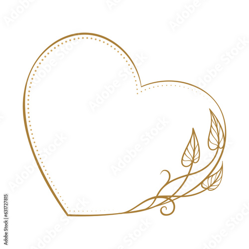 Vector heart shape dotted frame with floral decoration