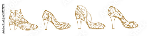 High heel shoes vector fashion illustrations set on a white background