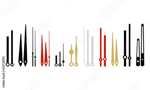 Set of Different Clock Hands, Isolated on White Background. Vector Illustration