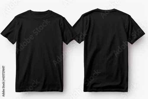 Front and Back View of Black T-Shirt For Design Mock Up Created with Generative AI Technology