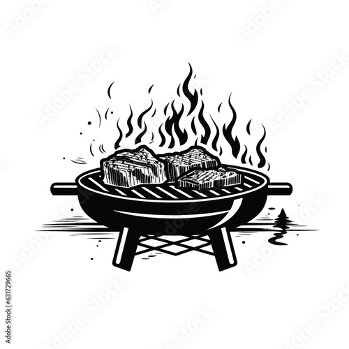 Vector logo of barbecue, minimalistic, black and white