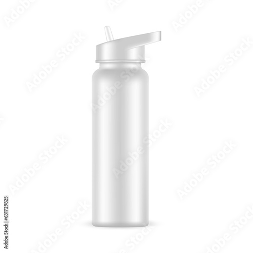 Blank Sports Bottle Mockup for Water or Energy Drink, Isolated on White Background. Vector Illustration