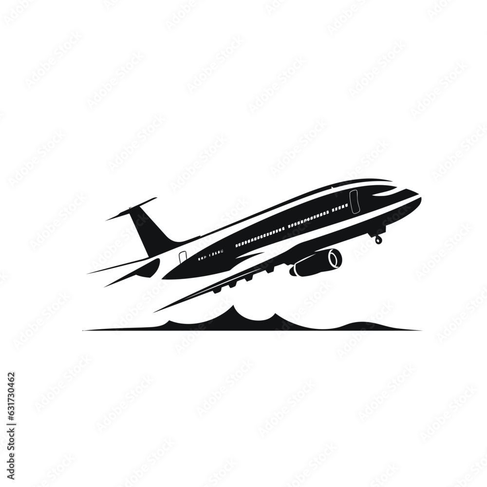 Vector logo of flat airlines, minimalistic, black and white Vector logo of flat airlines, minimalistic, black and white