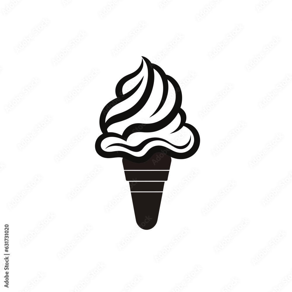 Vector logo of ice cream, minimalistic, black and white Vector logo of ice cream, minimalistic, black and white