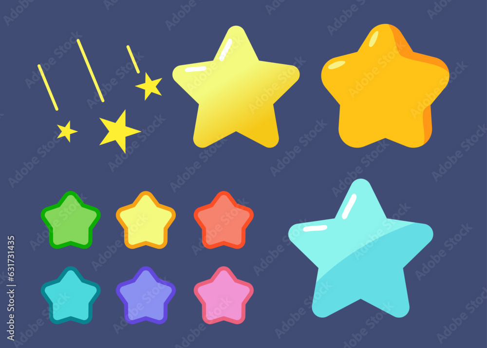 set of stars, colorful stars, shooting star, cute meteor set of stars, colorful stars, shooting star, cute meteor
