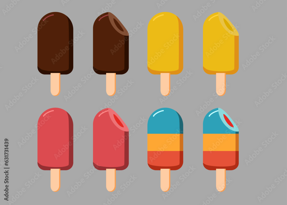 ice-cream set, chocolate, mango, strawberry and mixed fruit flavor ice-cream set, chocolate, mango, strawberry and mixed fruit flavor