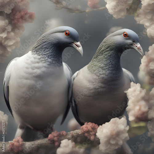 Wedding pigeons realistic art highquality sharp focus photo