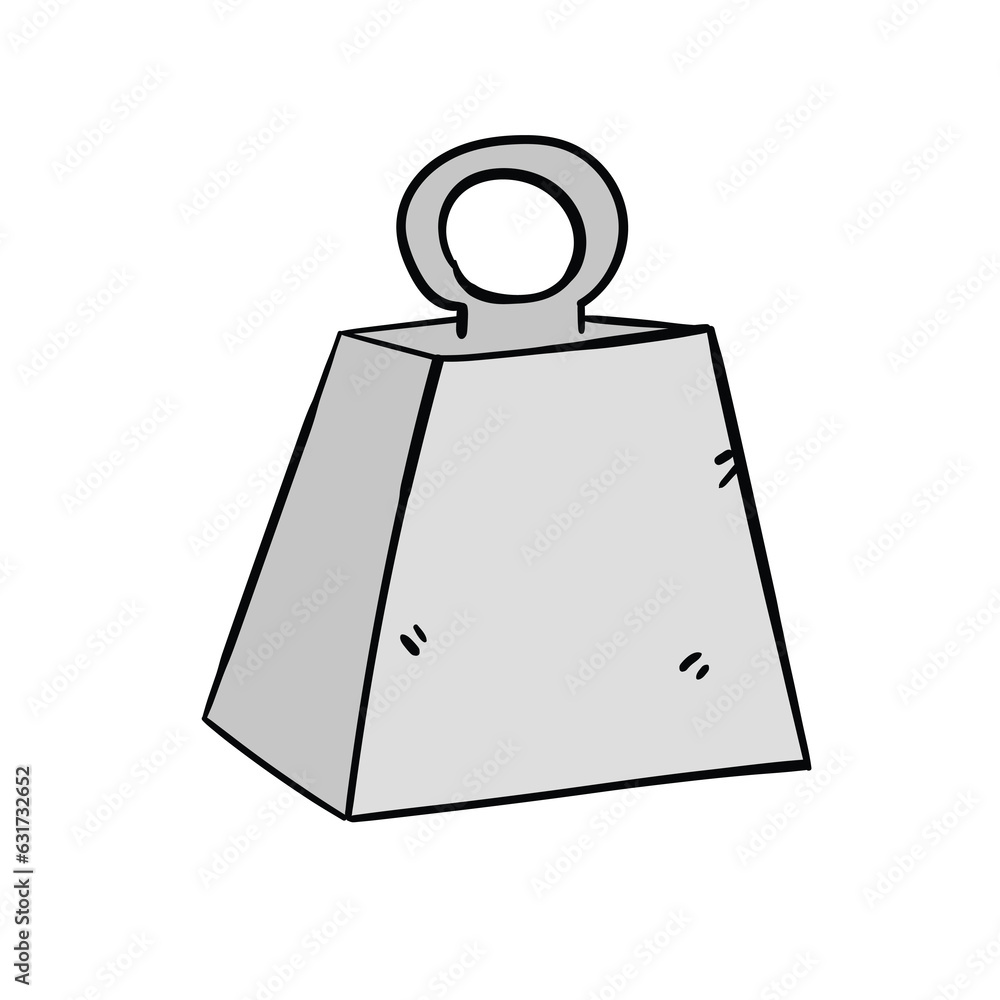 Cartoon iron heavy weight hand-drawn on a white background. Cartoon iron heavy weight hand-drawn on a white background.
