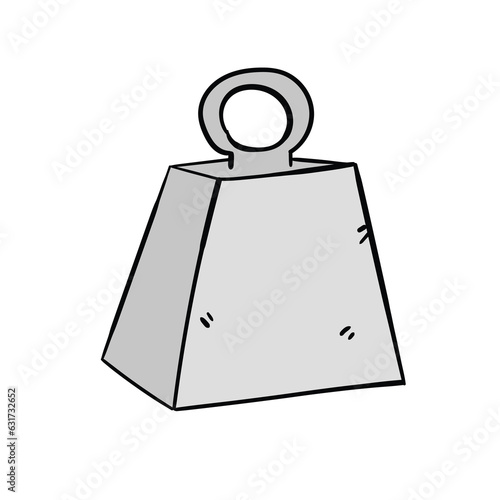 Cartoon iron heavy weight hand-drawn on a white background.