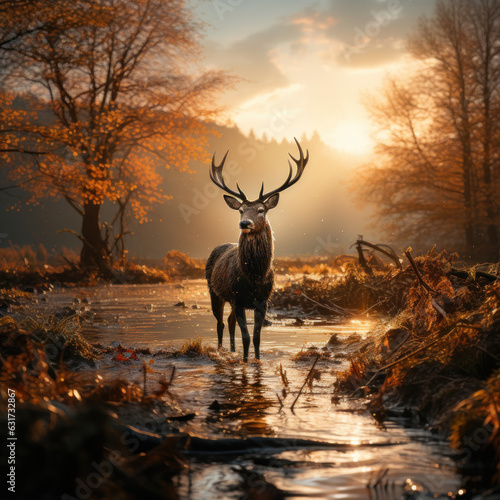 Deer in its Natural Habitat, Wildlife Photography, Generative AI