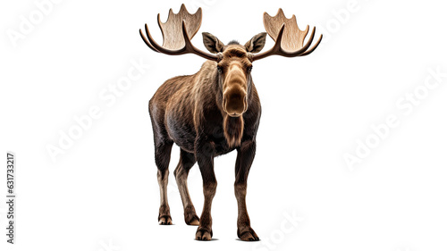 Wild animal moose photo realistic on transparent white background