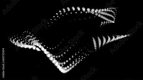 Math flow template for presentation. Light-emitting lines highlighting regularity space of particles. Ordered sinusoidal science. Processing a large data stream. Disappearing magical mysterious spots