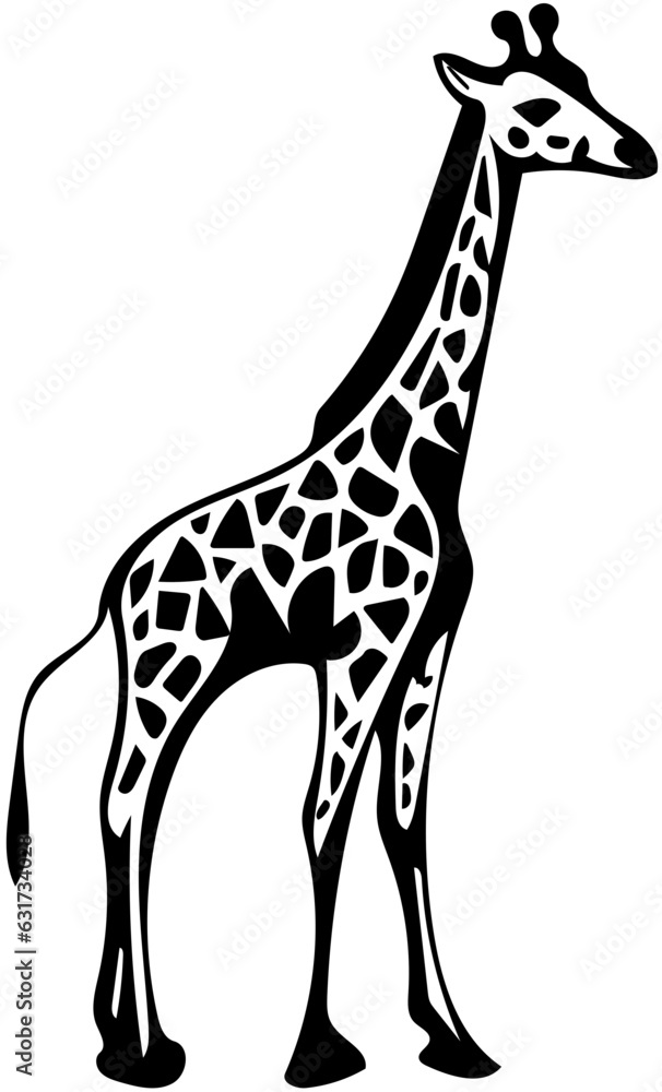 Fototapeta premium giraffe cartoon isolated on white background Silhouette | Cute cartoon style giraffe vector illustration