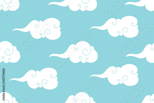 Vector isolated cartoon clouds, seamless pattern