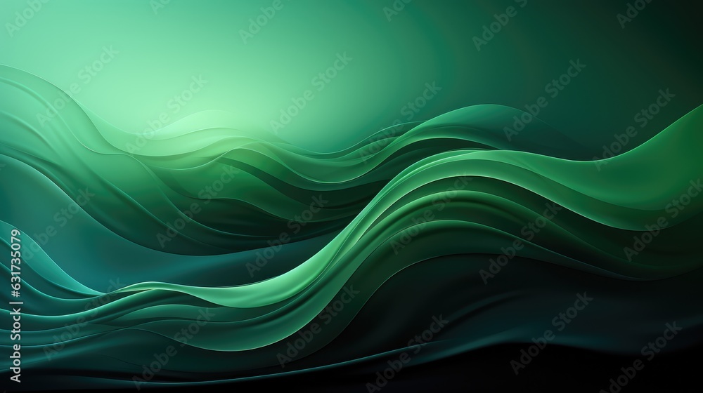 Green color wave background. Generative AI