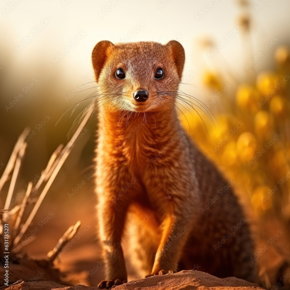 Fototapeta premium Mongoose in its Natural Habitat, Wildlife Photography, Generative AI