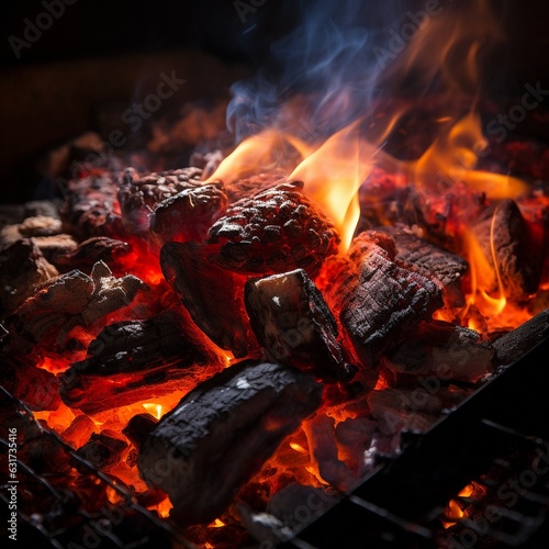 Red-hot glowing coals. High quality illustration