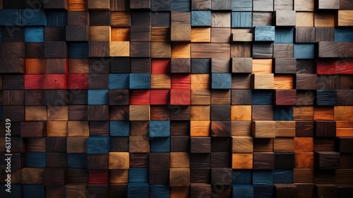 Colorful wood cubes abstract background. Generative AI