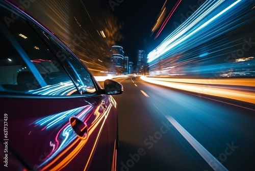 Night city lights in motion. Evening rides. Abstract background of night trips for fun. Background © top images