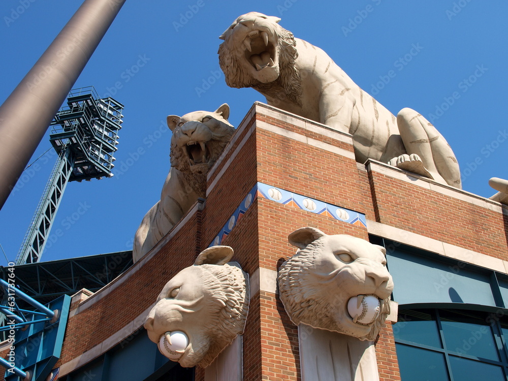 Tiger Statues at Comerica Park on Woodward Avenue, Detroit Michigan  Editorial Photography - Image of ballpark, detroit: 72101852