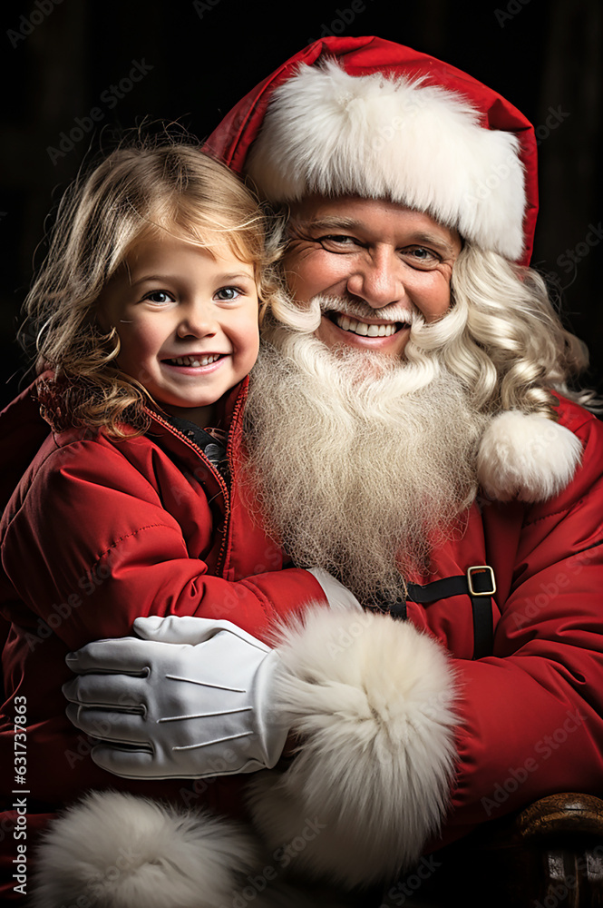 Santa with children and presents. AI generative. Santa with children and presents. AI generative.