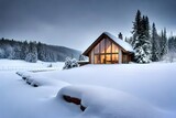 house in the snow generated Ai